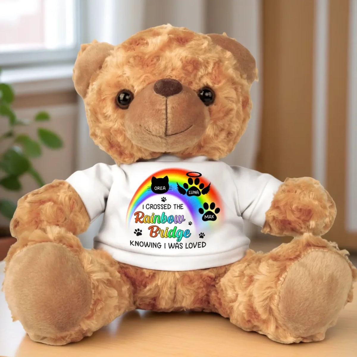 A Piece Of My Heart Is At The Rainbow Bridge - Personalized Teddy Bear Plush - Sympathy Gift For Pet Owners, Pet Lovers
