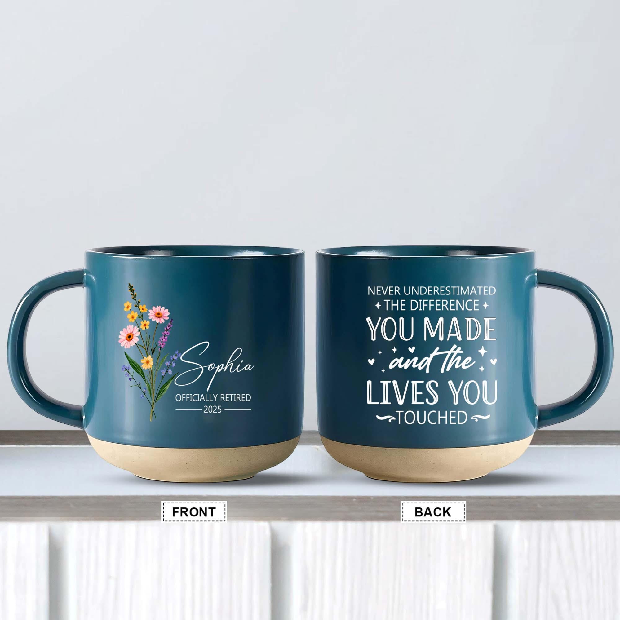 Custom Retirement Pottery Mug, Funny Retirement Gift, Personalized Retirement Coffee Mug, Appreciation Gift, Leaving Gift, Grandma Retired