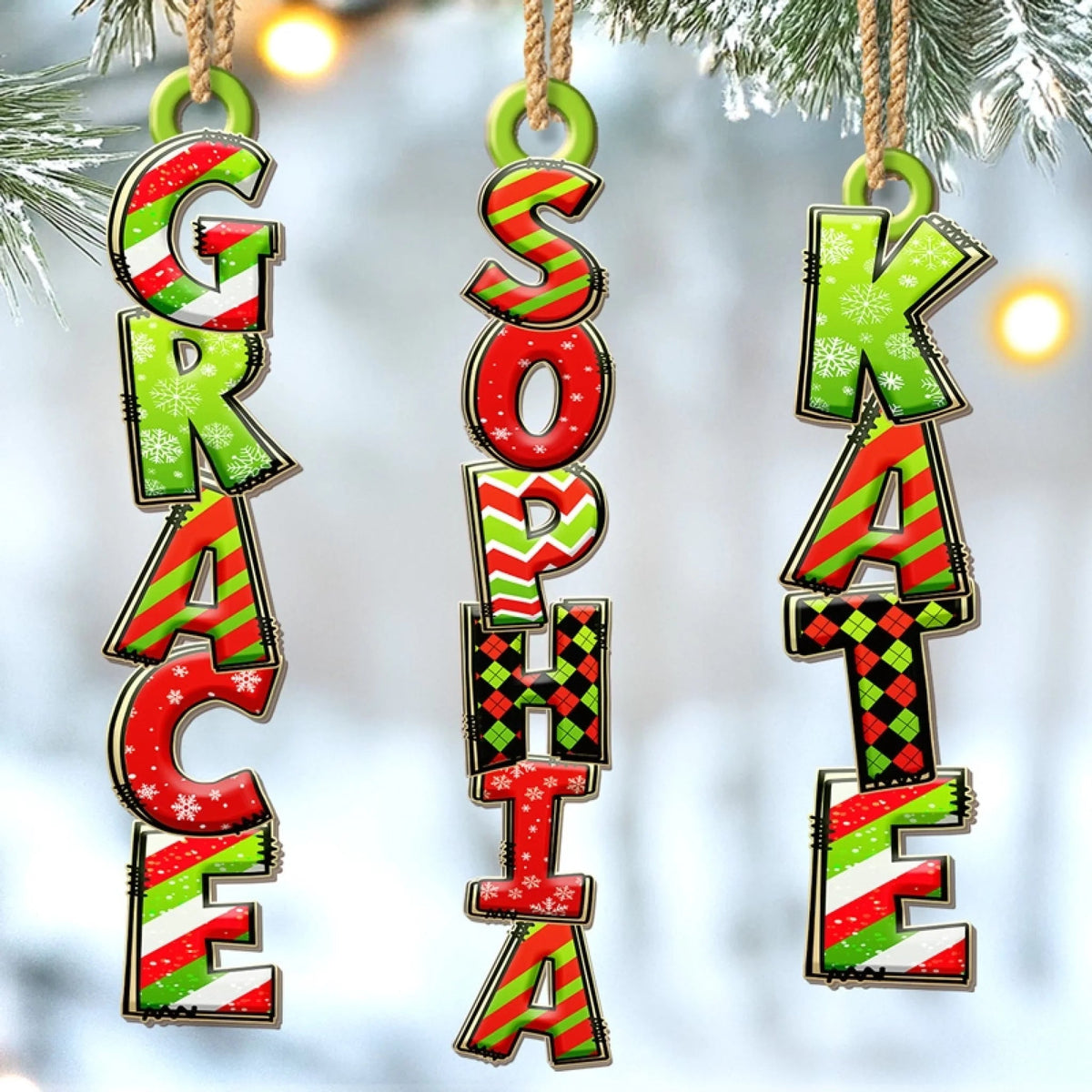 Custom Green Christmas Letter Ornament, Christmas Birthday Gifts For Family, The Perfect Dose Of Holiday Joy