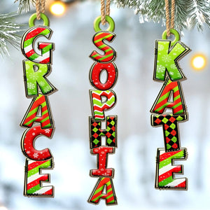 Custom Green Christmas Letter Ornament, Christmas Birthday Gifts For Family, The Perfect Dose Of Holiday Joy