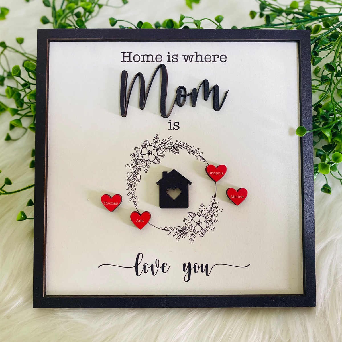 Personalized Mom Sign Mother's Day, Home Is Where Mom Is, Gifts From Kids, Personalized Mom Wooden Sign