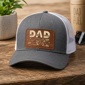 Dad The Man The Myth The Legend - Personalized Leather Label Net Hat - Gift For Father, Father's Day Gift
