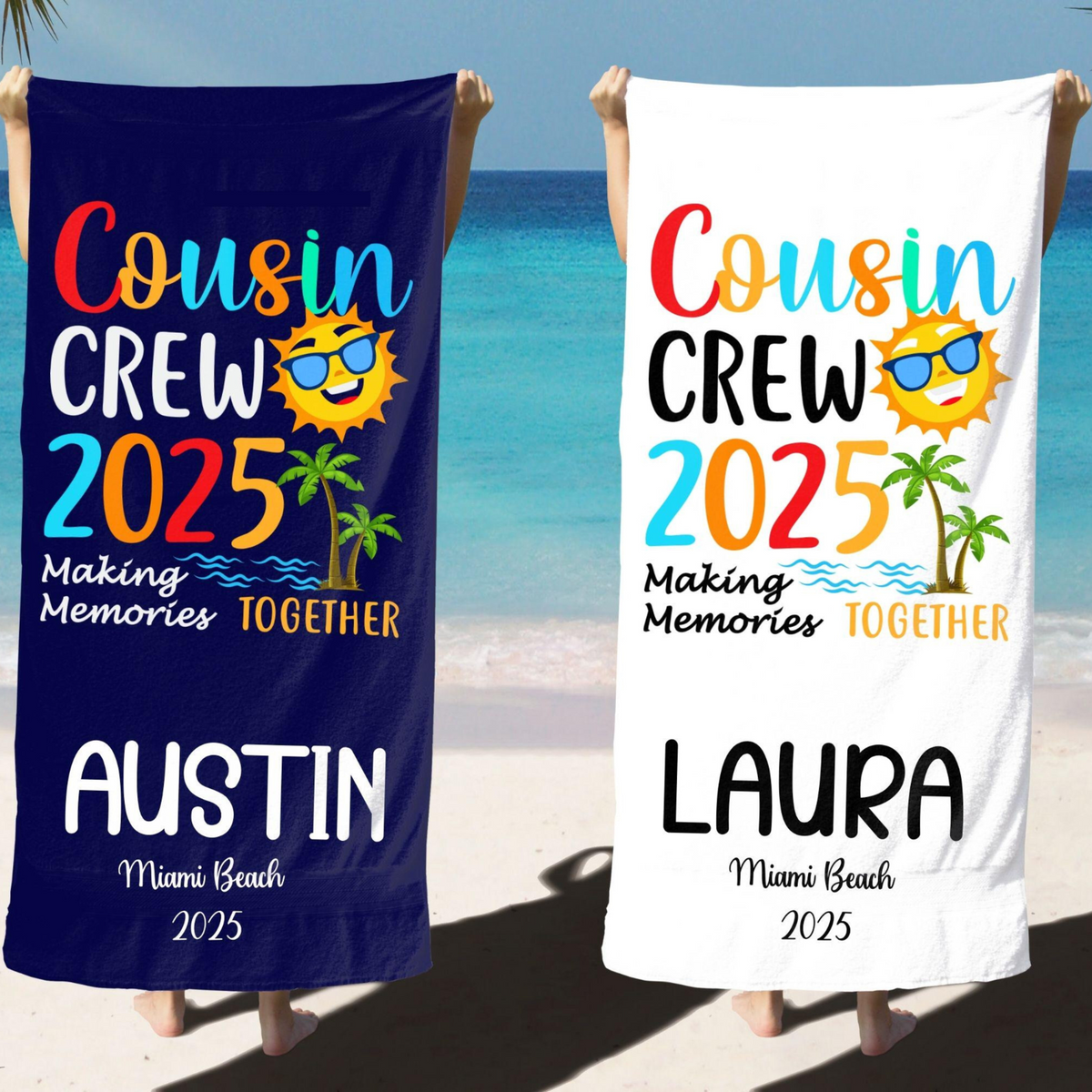 Custom Cousin Crew 2025 Beach Towel, Family Cruise 2025, Cruise Squad, Making Memories, Summer Vacation, Kids Birthday Party, Best Cousin