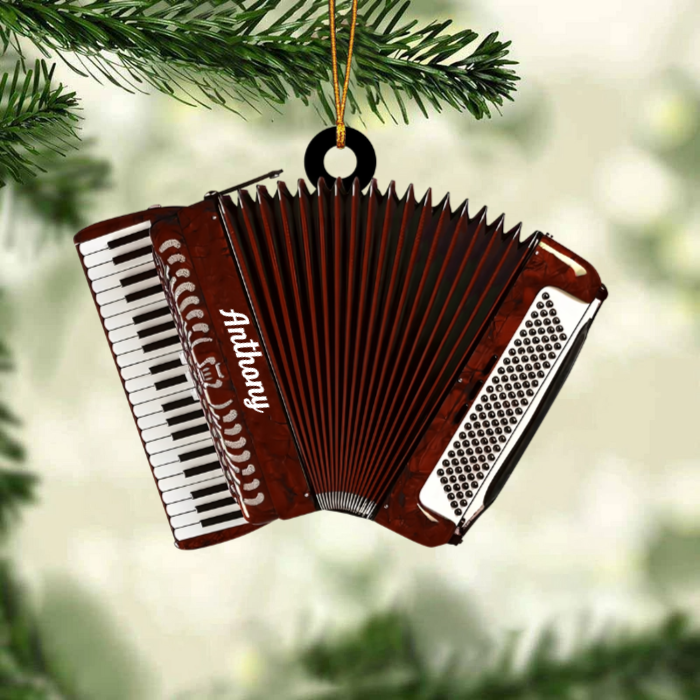 Classic Accordion - Personalized Acrylic Christmas Ornament, Gift for Musician, Accordion Lover