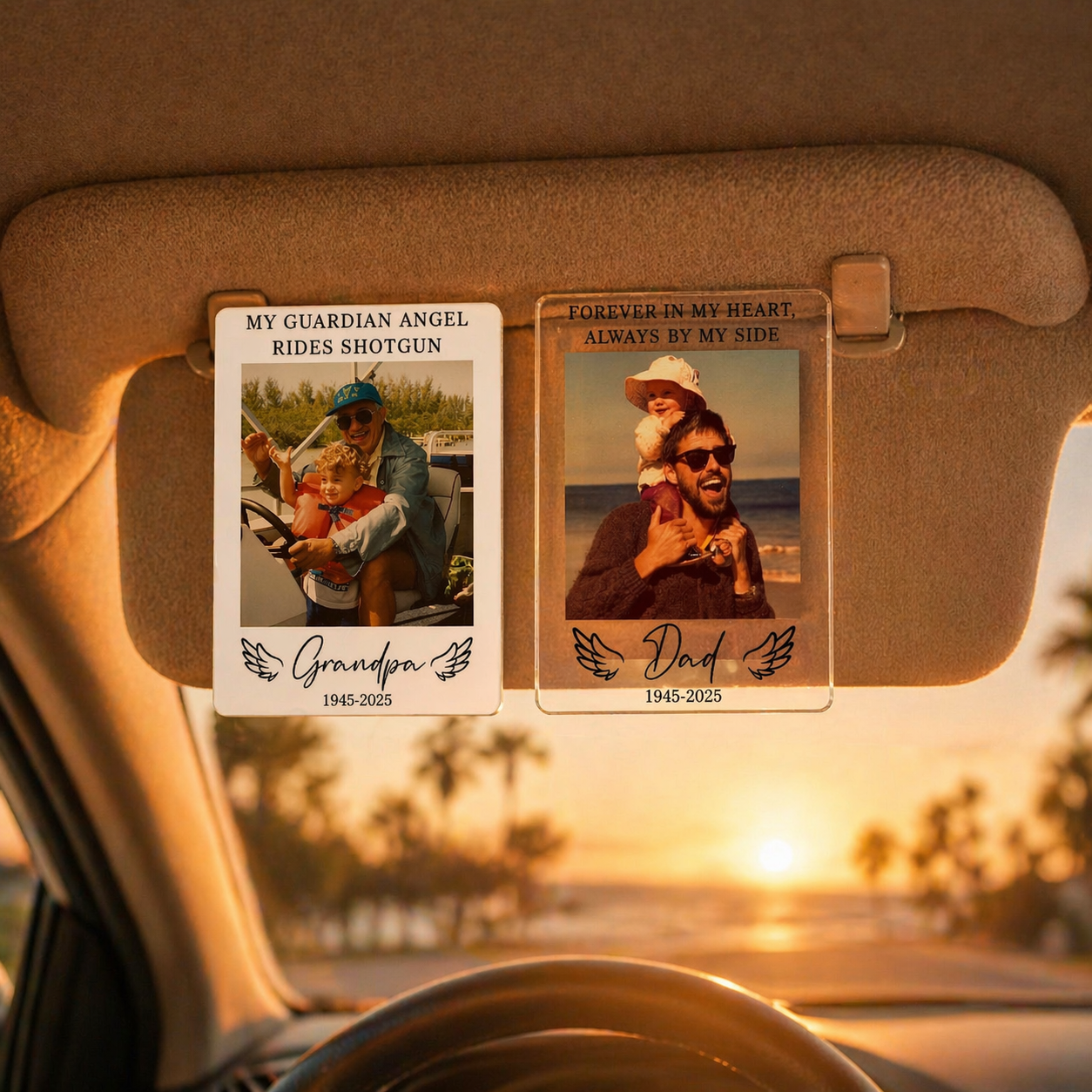 Personalized Dad Memorial Photo Car Visor Clip, Loss Of Dad Papa Gift, Guardian Angel Keepsake Gift, Sympathy Gift For Loss Of Loved Ones