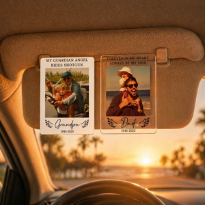 Personalized Dad Memorial Photo Car Visor Clip, Loss Of Dad Papa Gift, Guardian Angel Keepsake Gift, Sympathy Gift For Loss Of Loved Ones