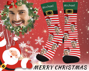Custom Face with Christmas Hats - Personalized All Over Printed Socks - Christmas Gift For Family