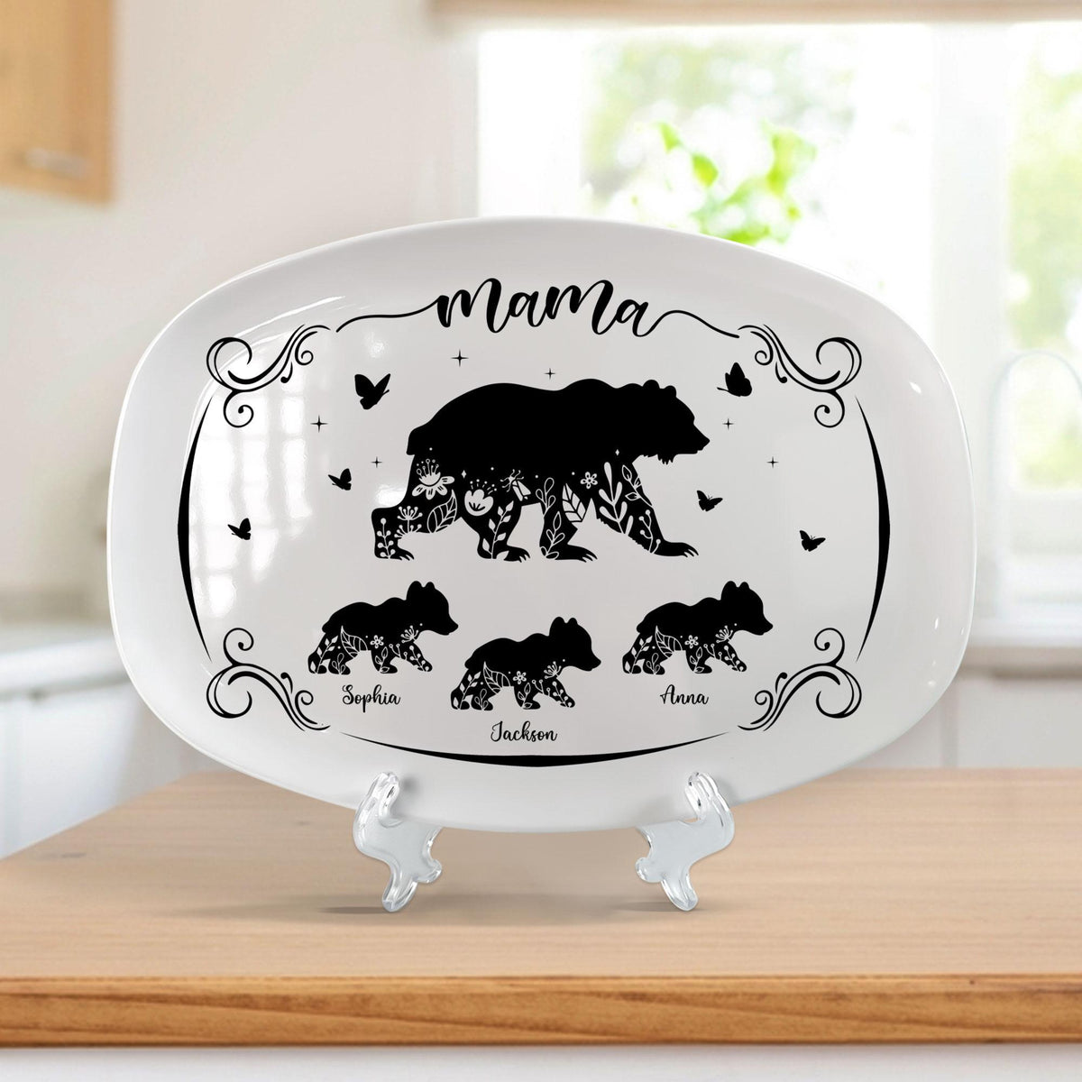 Personalized Mama Bear Platter, Custom Bear Family Plate With Grandkids Names, Mom Coffee Mug, Mothers Day Gift for Mom, Grandma