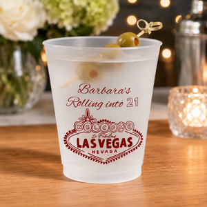 Personalized Rolling into Birthday Frosted Plastic Cups, Birthday Party Cups, Custom Party Favor Drinkware, Vegas Theme Cup Set