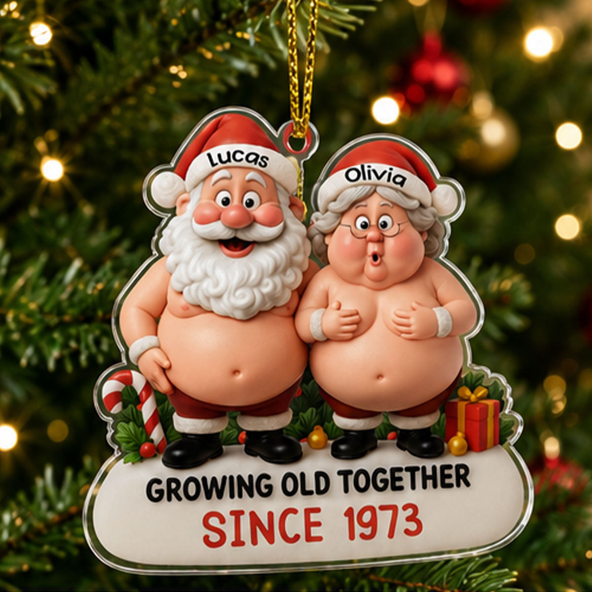 Growing Old Together, Santa And Mrs. Claus Ornament, Gift For Couples