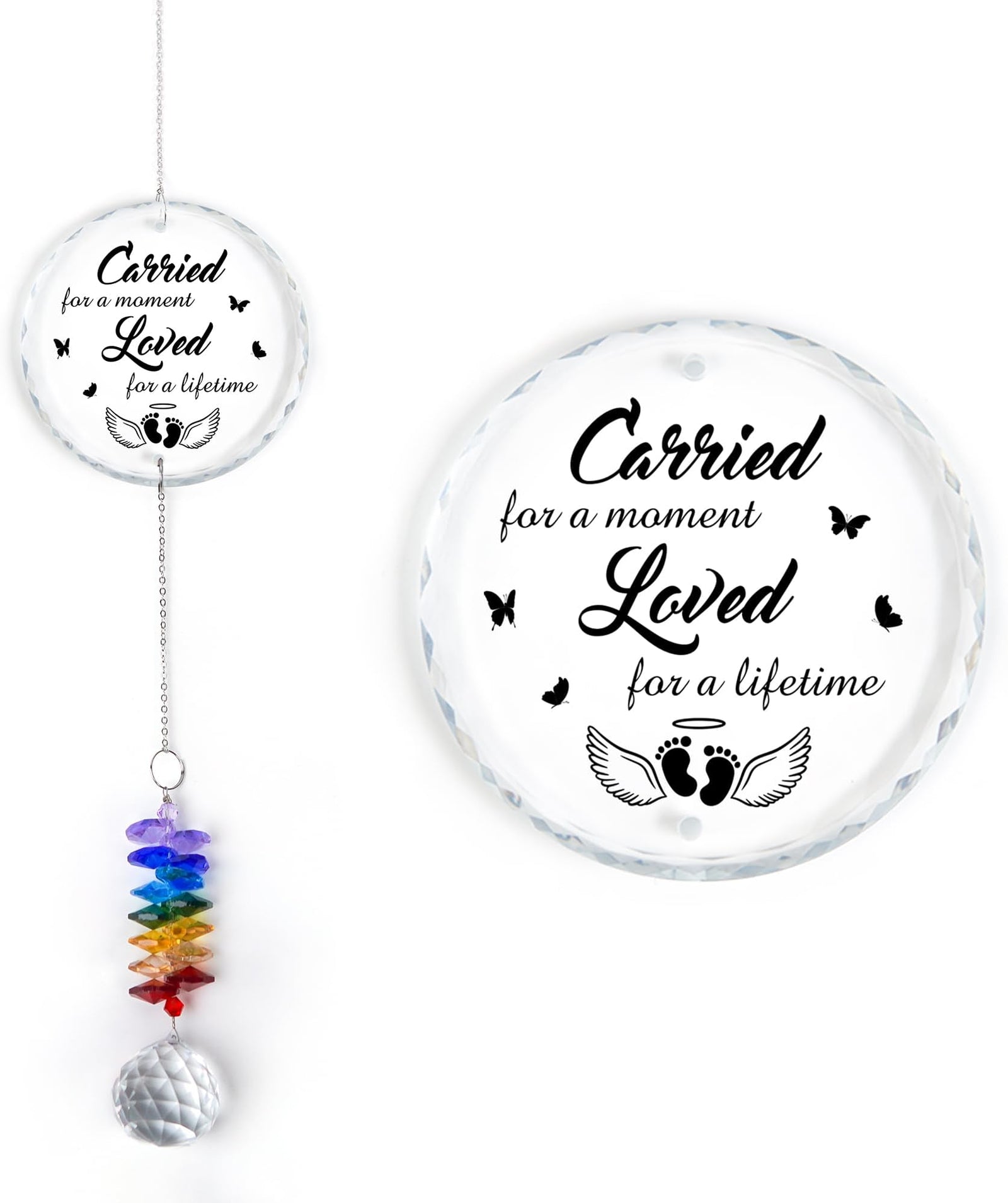 Loved For A Life Time Personalized Memorial Ornament, Crystal Heart Ornament Sympathy gift, Baby Memorial With Crystal Rainbow Beads