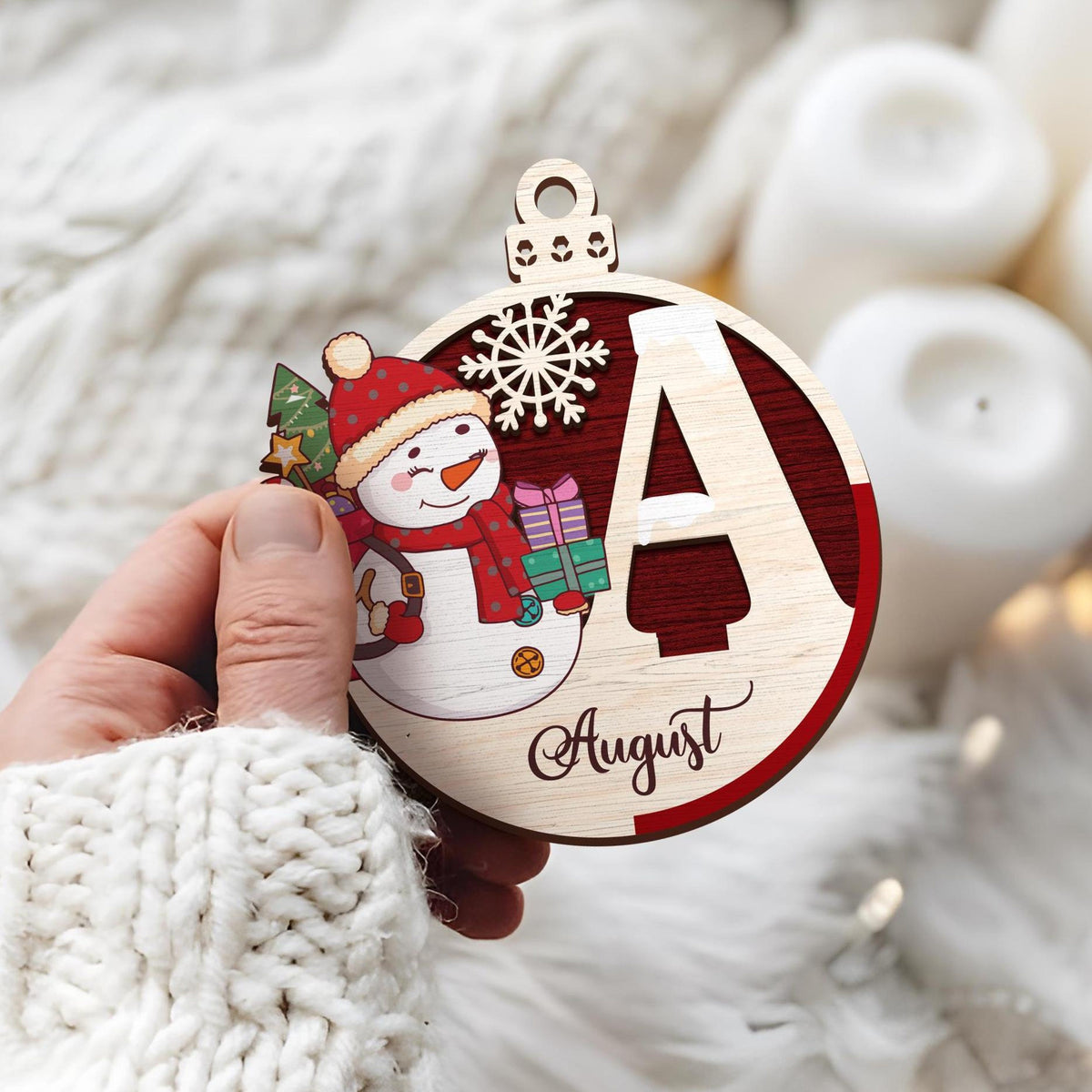 Personalized Snowman Christmas Ornament 2024, Name Tags Wooden, Letter Name Ornament, Custom Snowman Family Ornaments, Xmas Gift For Kids