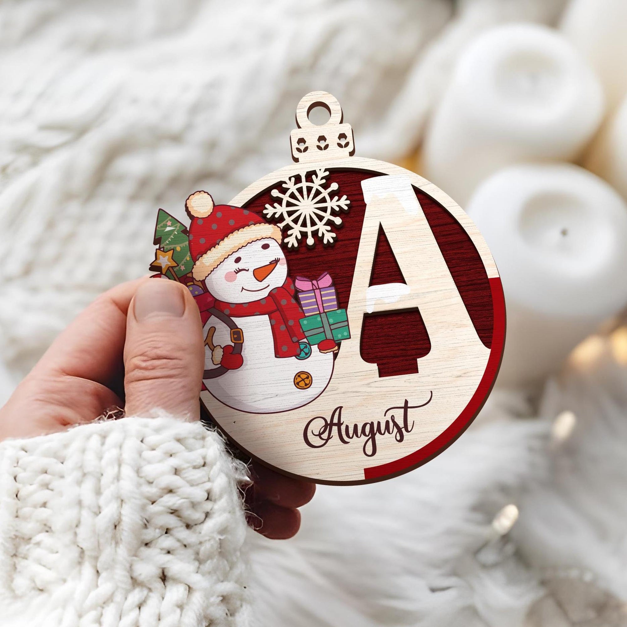 Personalized Snowman Christmas Ornament 2024, Name Tags Wooden, Letter Name Ornament, Custom Snowman Family ornaments, Xmas Gift For Kids