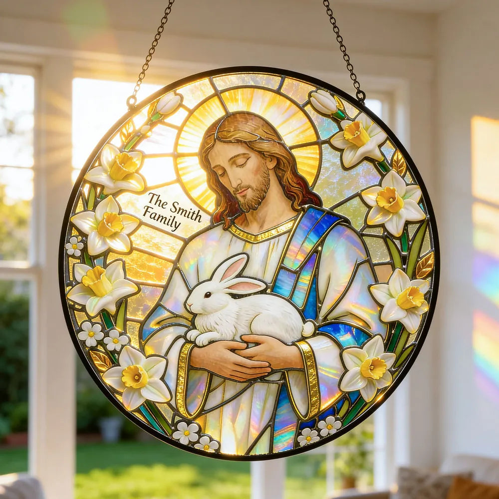 Religious Easter Jesus - Personalized Acrylic Suncatcher - Easter Gift For Family