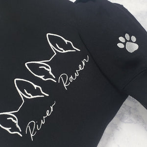 Two Embroidered Dog Ear Personalized Crewneck Sweatshirt / Crewneck Sweatshirt For Dog Mom's / Gift For Dog Lover