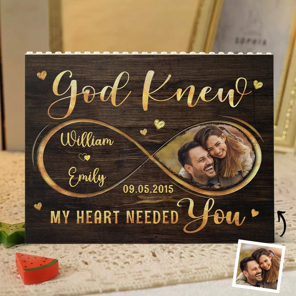 God Knew My Heart Needed You - Personalized Building Block Puzzle - Anniversary Gift, Valentine's Day Gift For Couple