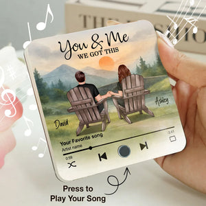 Mountain Landscape Couple Sitting Back View Personalzied Music Magnet, Anniversary Gift For Couple
