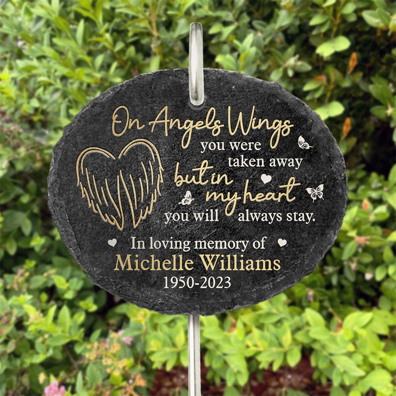 In My Heart You'll Always Stay - Personalized Slate Plaque - Sympathy Gift For Family Members, Memorial Gift