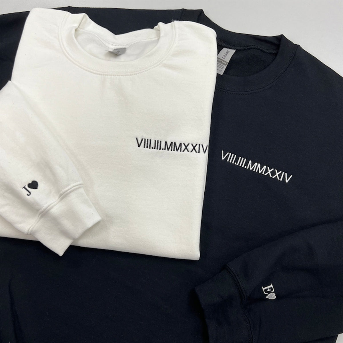 Personalized Roman Numeral Date and Initial Perfect for Couple's Anniversary Embroidered Shirt