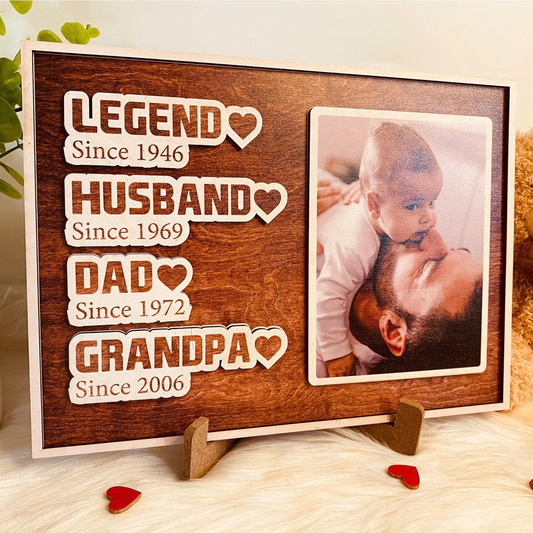 Personalized Legend Husband Dad Grandpa Sign, Wooden Sign For Papa, Custom Photo Wood Sign, Dad Sign, Father's Day 2025 Gift
