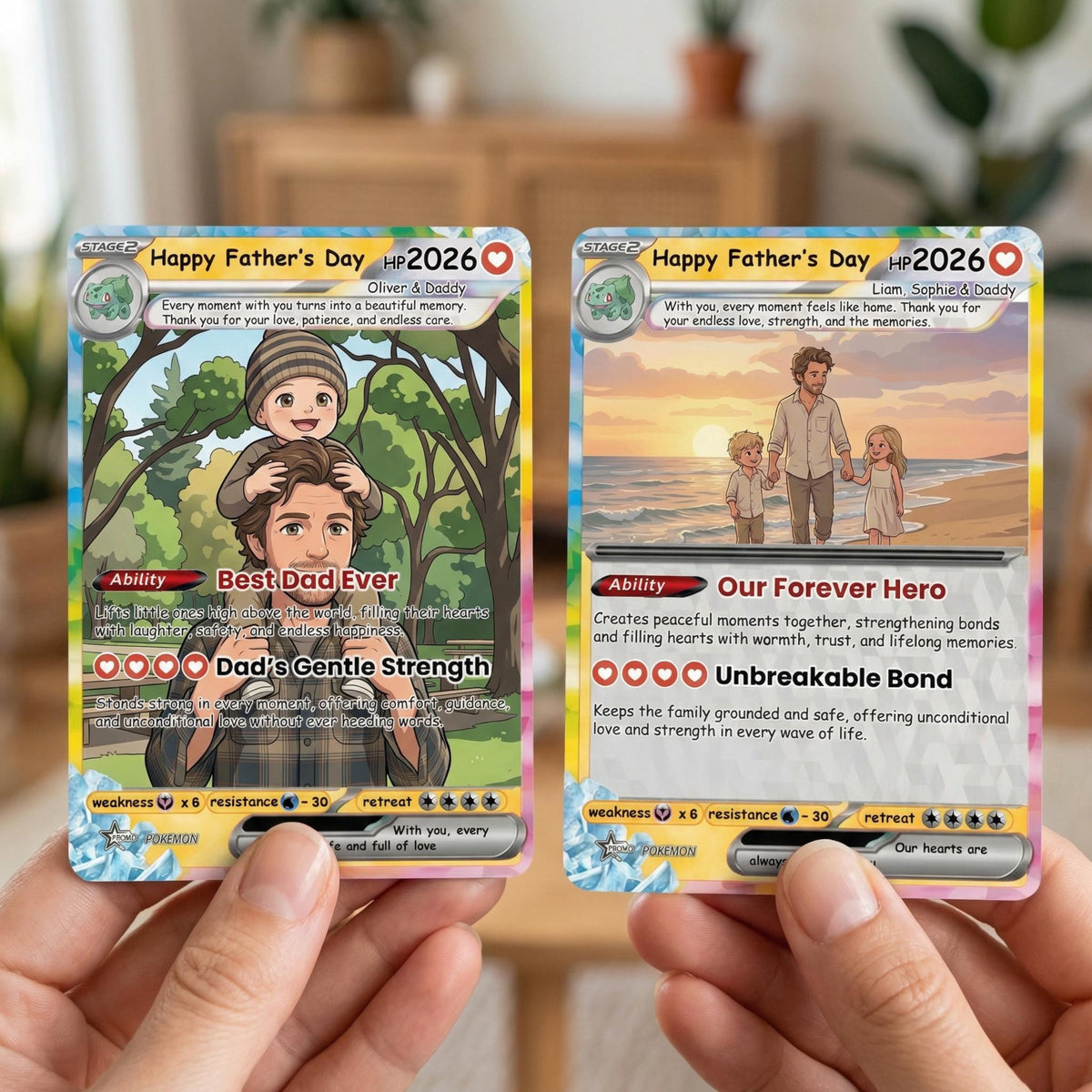 Personalized PKM Card From Photo, Custom Father's Day Holo Card, Birthday Anniversary Gift