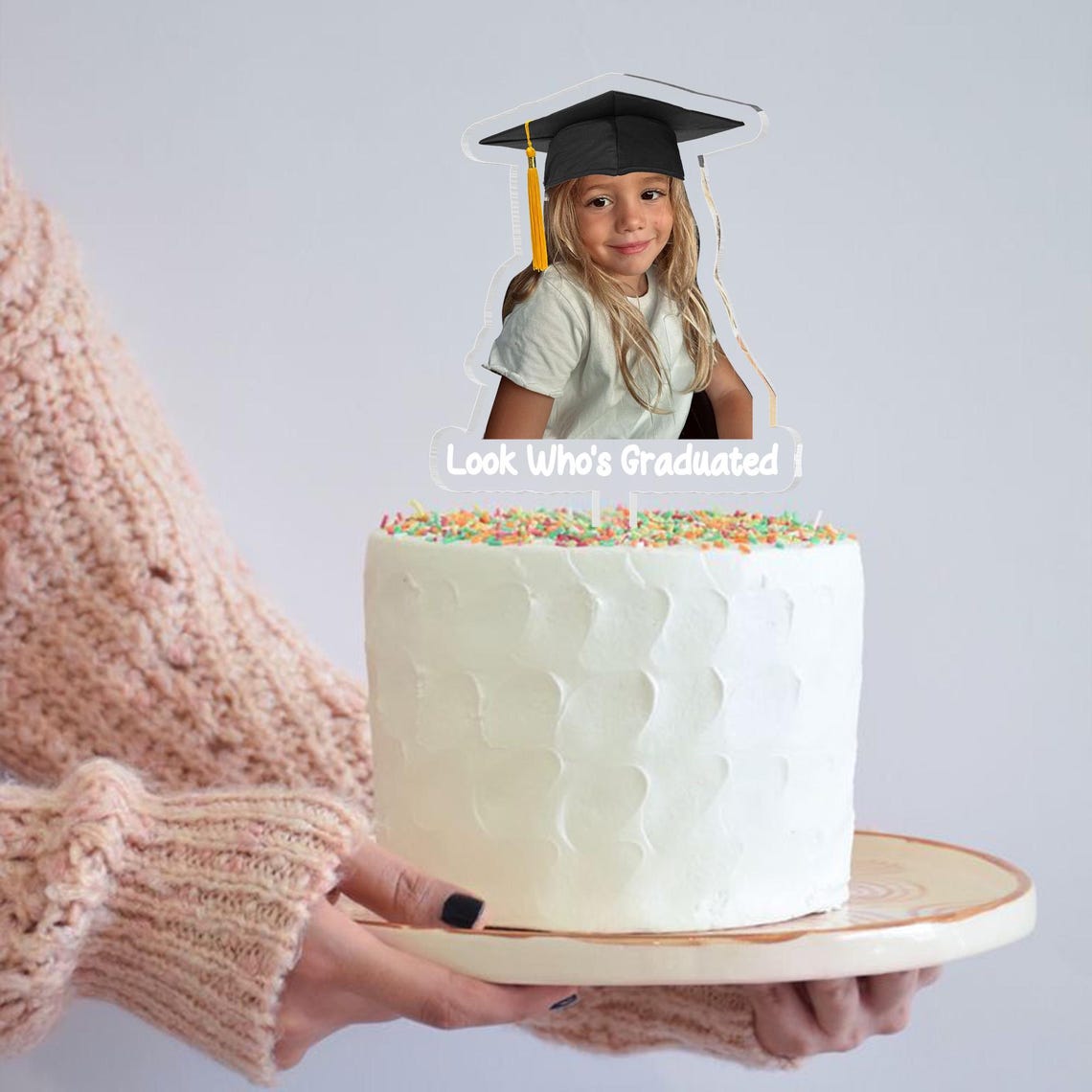 Personalized Childhood Photo Acrylic Cake Topper, Graduation Party Decoration, Custom Photo Cake Topper, Graduated 2026, Class Of 2026 Gift