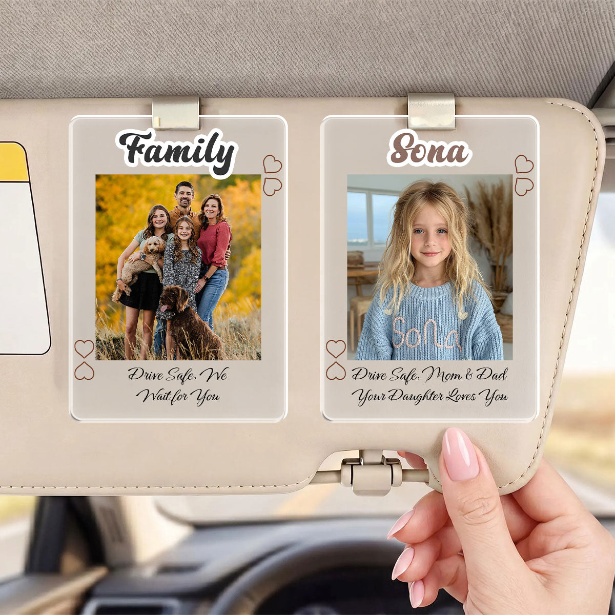 Personalized Drive Safe Visor Clip for Mom & Dad
