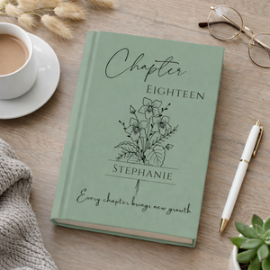 18th Birthday Gift, Chapter 18 Name Journal, Birth Month Flower Notebook, Personalized 18 Years Old Birthday Present for Her or Him