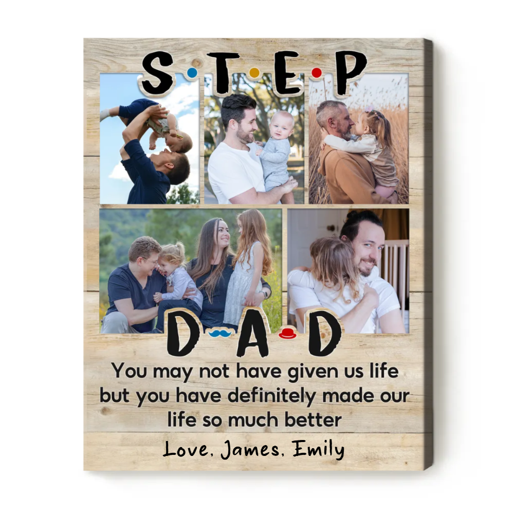 Stepdad Fathers Day Gift, Custom Step Dad Collage, Personalized Photo Gift For Step Dad, Birthday Gift For Stepped Up Dad