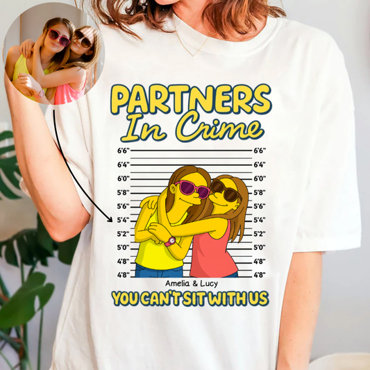 Partner In Crime Simpsonized Photo Portrait - Personalized Apparel - Gift For Bestie, Sisters, Friends