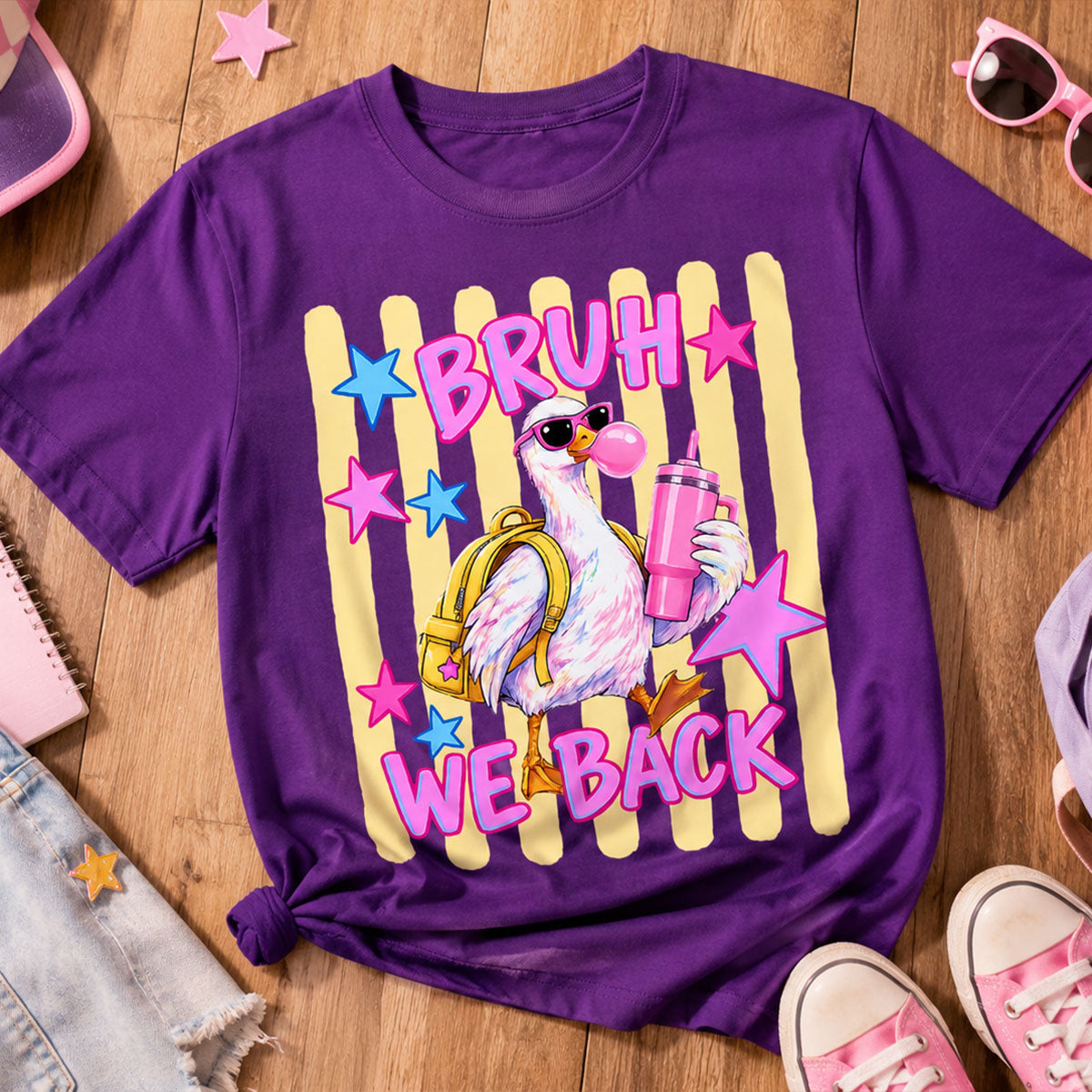 Bruh We Back Goose , Back To School Goose T-shirt