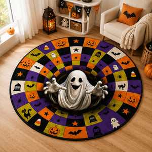 Halloween Pumpkin 3D Illusion Rug, 3D Halloween Vortex Rug