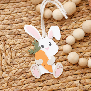 Personalized Easter Basket Name Tag, Bunny & Carrot Wood Ornament, Easter Gift For Baby