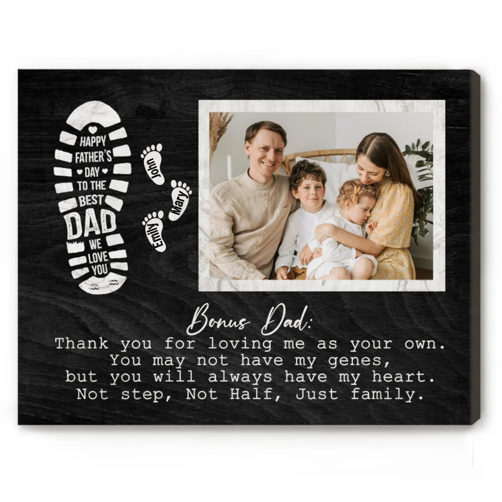 Custom Photo Happy Fathers Day Bonus Dad Gifts, Personalized Step Dad Gift, Fathers Day Gift For Step Dad