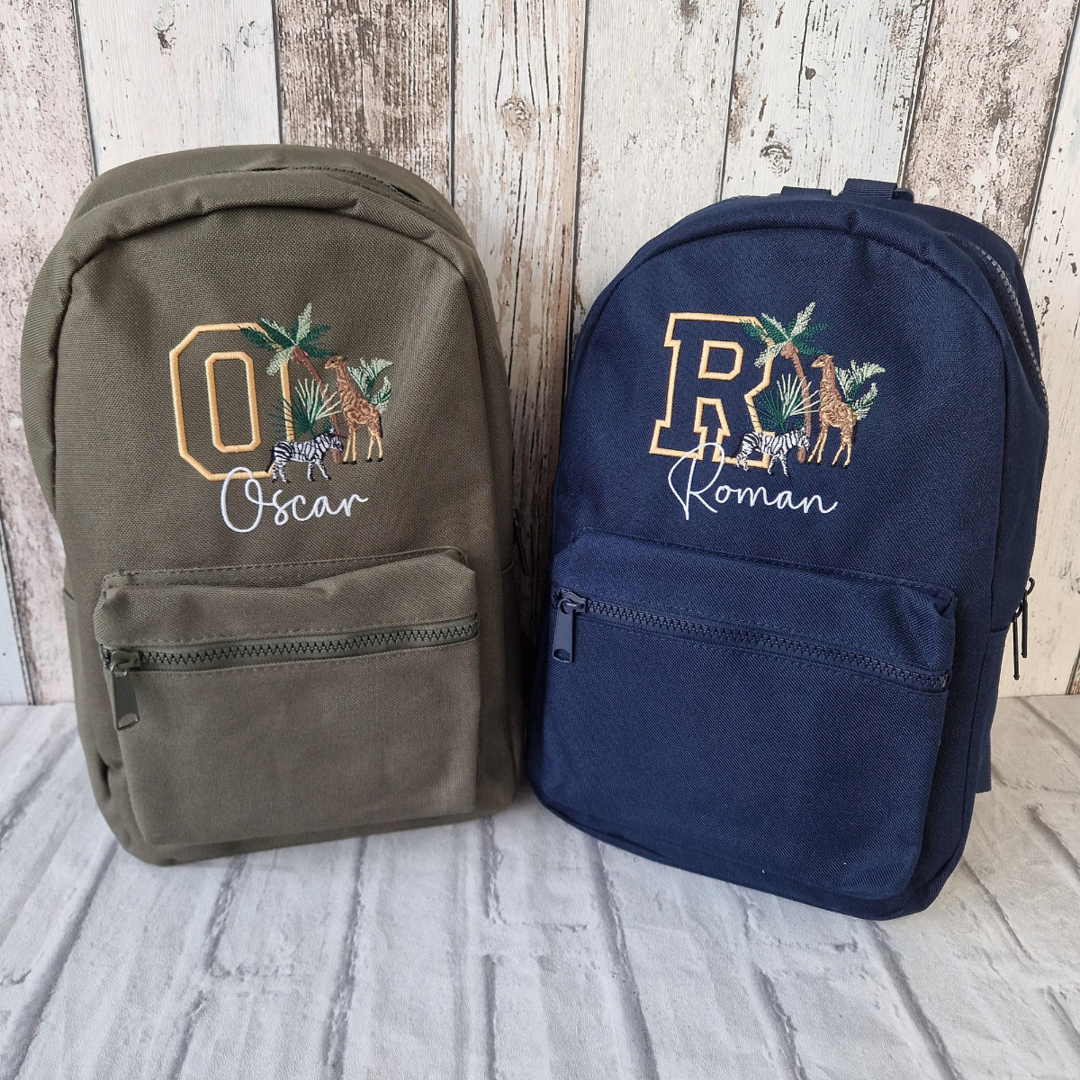 Safari Animals Backpack, Personalised Embroidered Bag, Back to School, Nursery Safari Bag