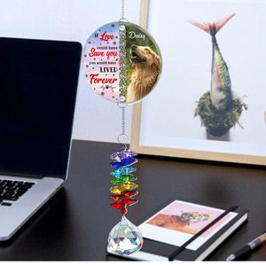 Personalized Dog Photo Memorial Ornament with Crystal Prism, Custom Pet Name Ornament, Smiling Dog Window Decor, Rainbow Maker Memorial Gift