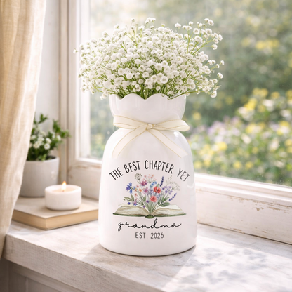 The Best Chapter Yet Grandma Flower Vase 2026, New Grandma Gift, Mothers Day Gift for Grandma, Gift For Mom, Grandma Nana Nanny Vase