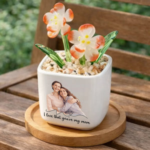 Personalized Mom Love Photo - Birth Glass Flower Pot