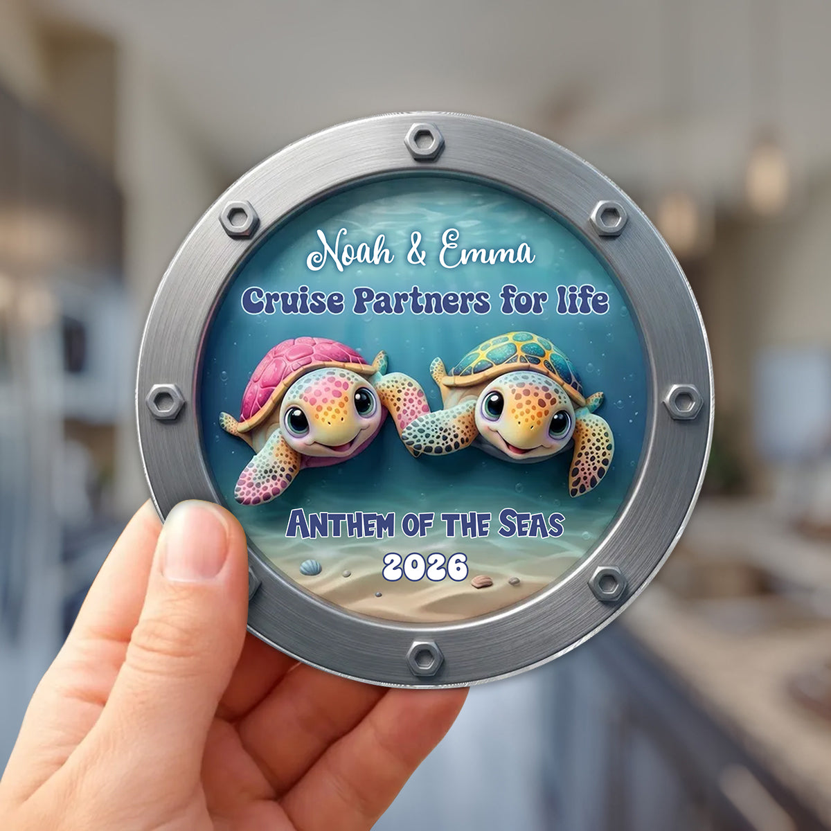 Happy Sailing Turtle Couple - Custom Shape Fridge Magnet