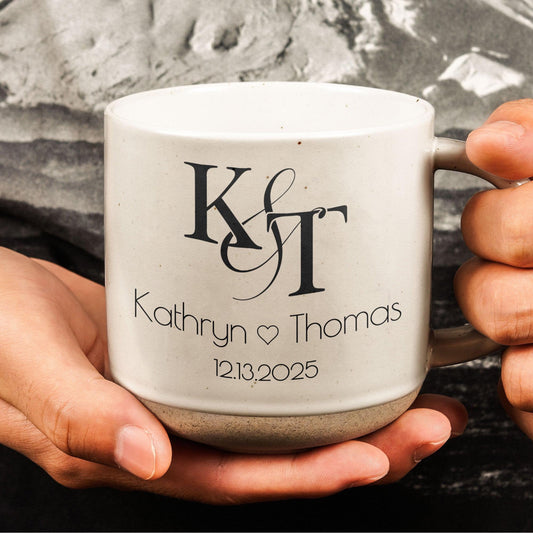 Personalized Engagement Pottery Mug Gift, Custom Engagement Pottery Mug, Mr And Mrs Pottery Mug Gifts, Wedding Mug Gifts For Couple