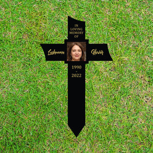 Photo Grave Marker Personalized, Cross Grave Marker, In Loving Memory, Photo Grave Marker, Outdoor Memorial Plaque, Sympathy Plaque