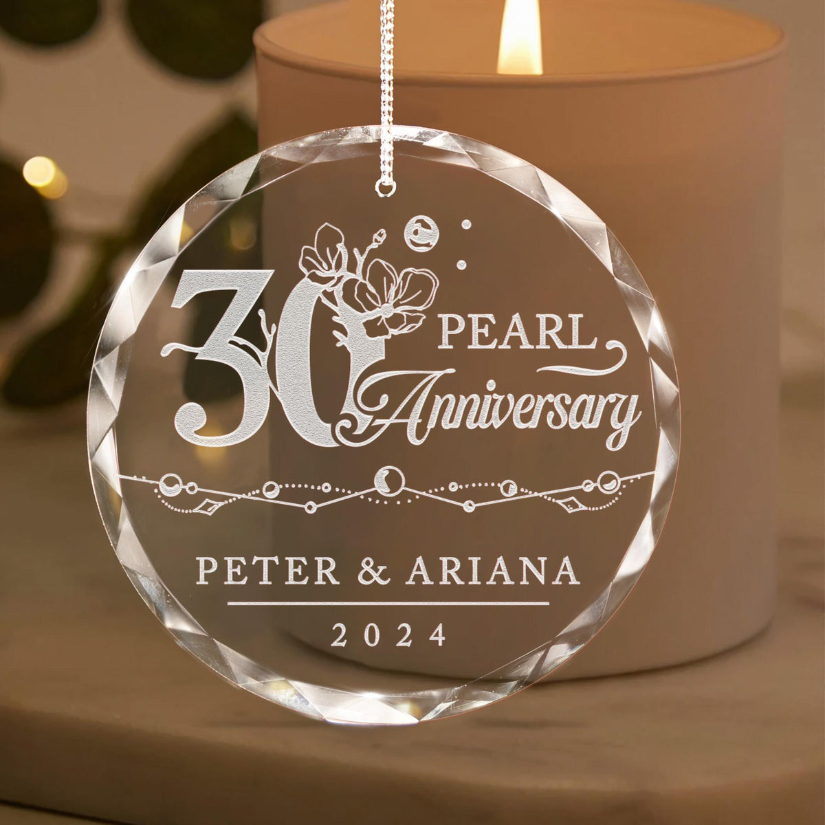 Custom Pearl Wedding Anniversary Gift, 30th Anniversary Ornament, 30 Year Anniversary Ornament, Thirty Year Christmas Gift for Husband