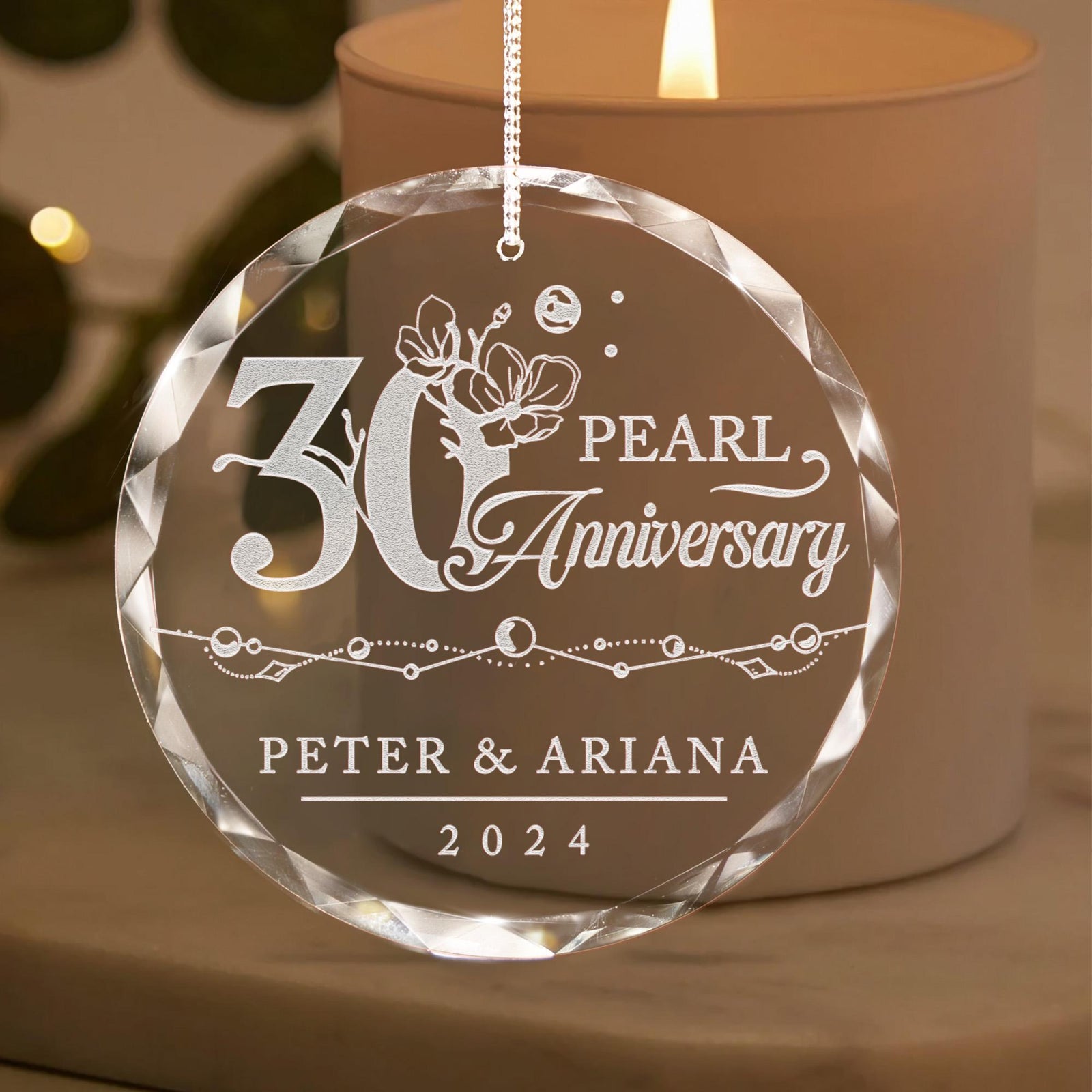 Custom Pearl Wedding Anniversary Gift, 30th Anniversary Ornament, 30 Year Anniversary Ornament, Thirty Year Christmas Gift for Husband