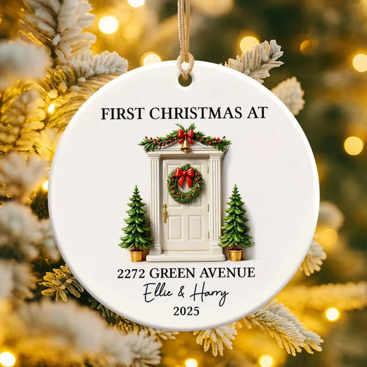 First Christmas New Home 3D Effect - Personalized Ceramic Ornament - New Home Decor Christmas Gift
