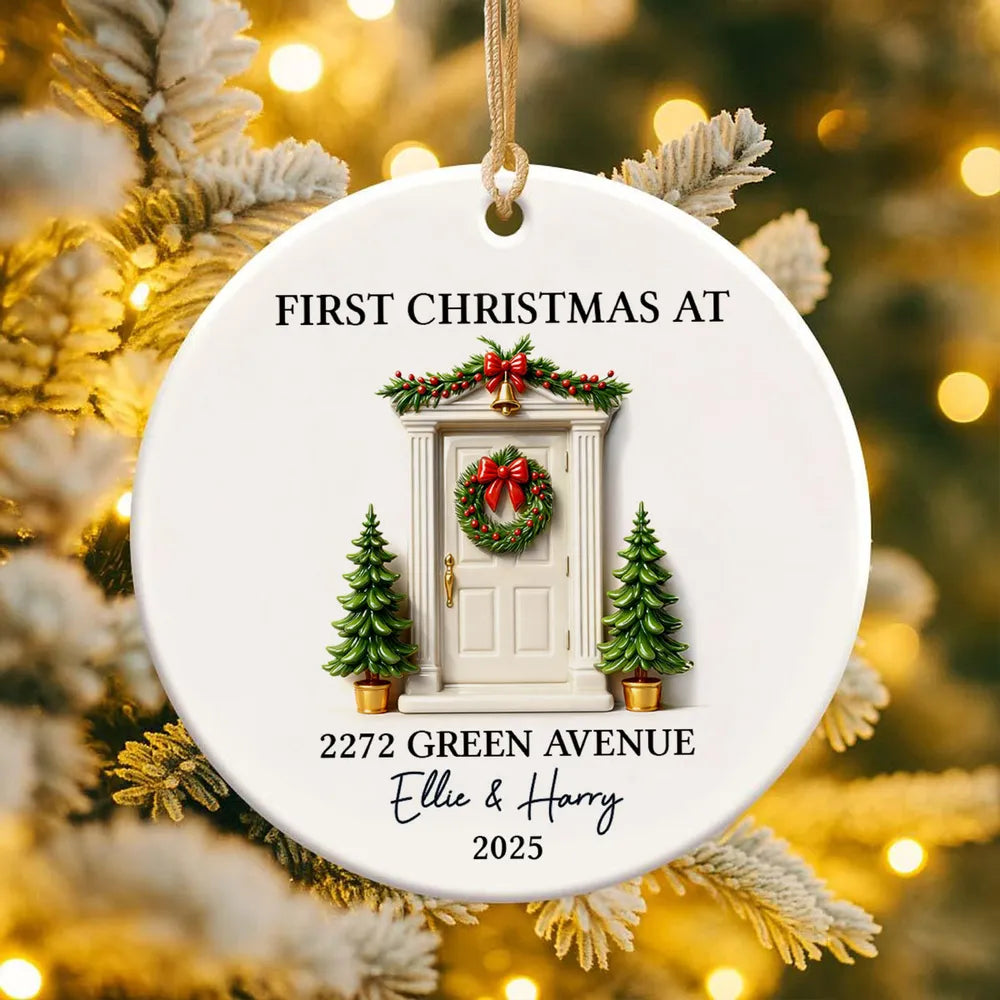 First Christmas New Home 3D Effect - Personalized Ceramic Ornament - New Home Decor Christmas Gift