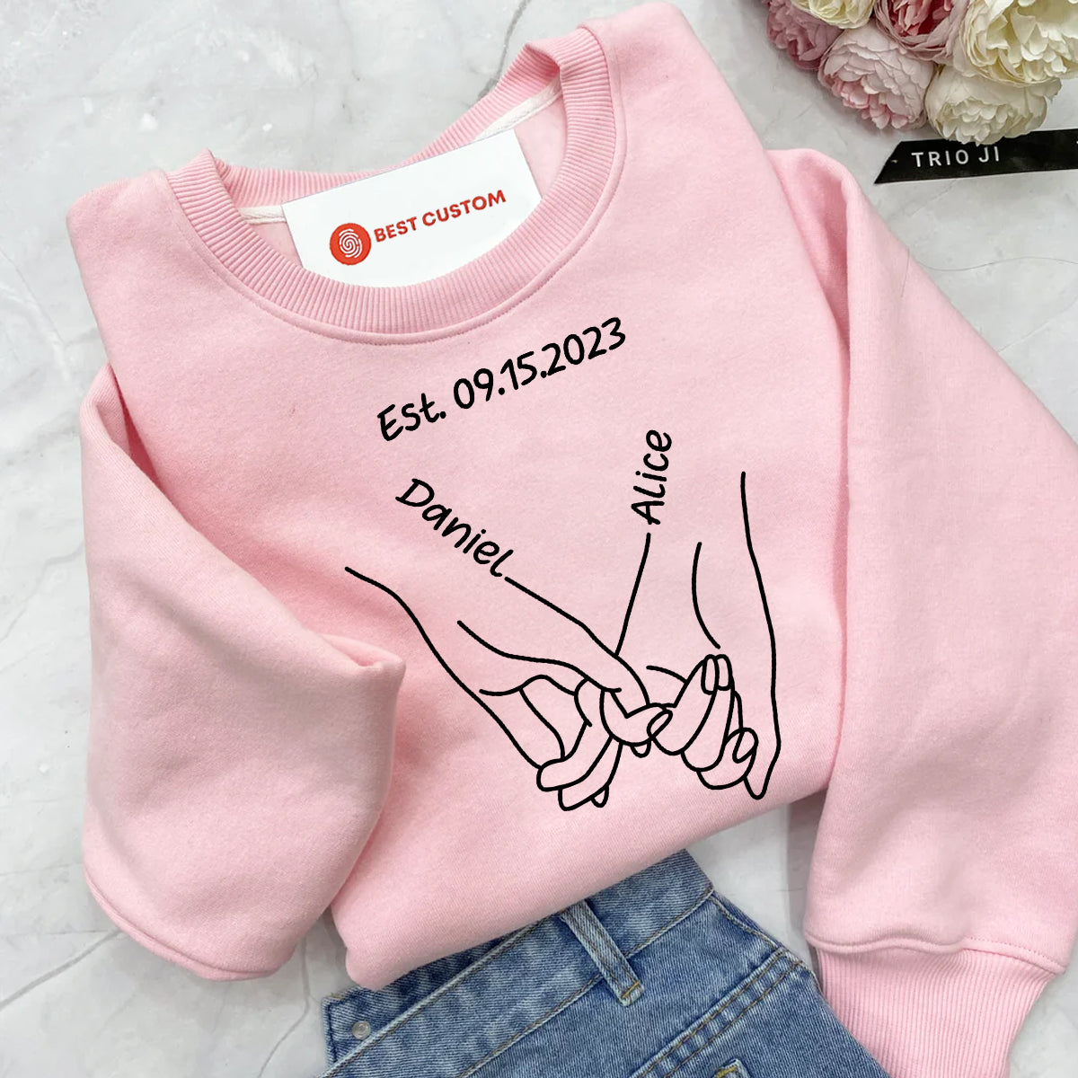 Holding Hands Custom Couple Valentine's Day - Personalized Apparel - Gift For Couple