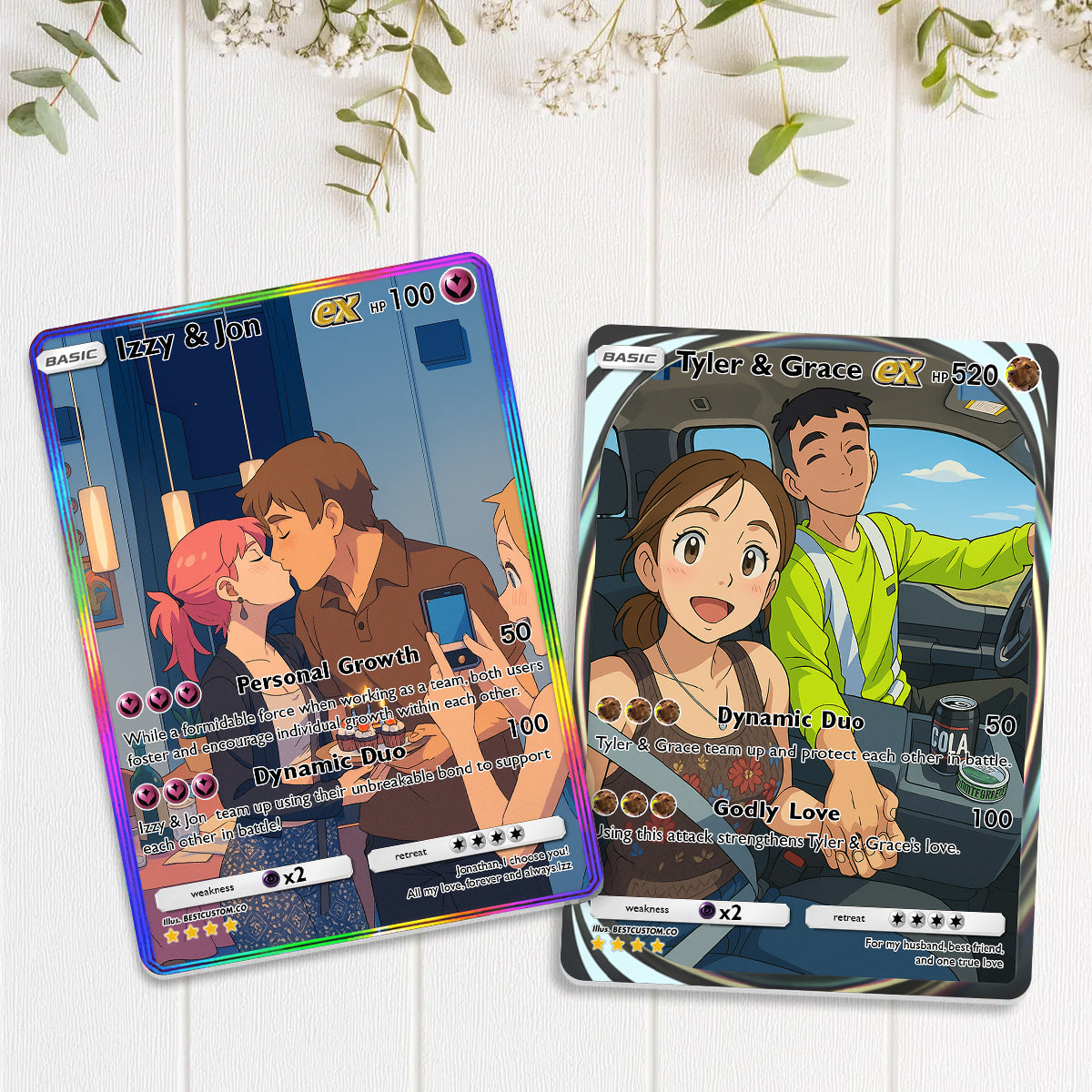 Custom Couple Pokemon Card, Personalized Anniversary Trading Card, Anime Couple Poke Art Card, Love Art Card, Wedding Gift, Anniversary Gift