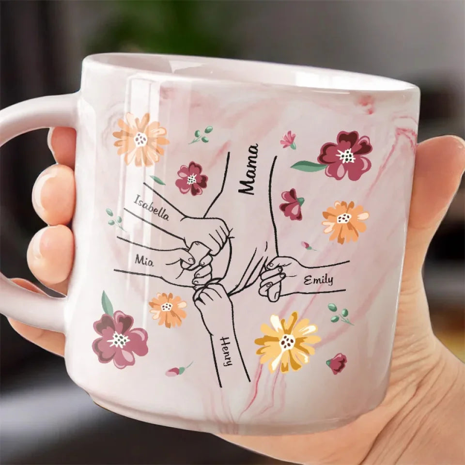 A Little Bit Parent, A Little Bit Best Friend - Personalized Marble Mug - Gift For Mom, Grandma