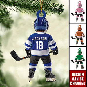 Kid Ice Hockey Player - Personalized Acrylic Ornament - Christmas Hockey Player Gifts