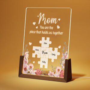 Wildflower Mom Puzzle Kids Name - Personalized Desk Name Plate - Gift For Mom, Mother's Day